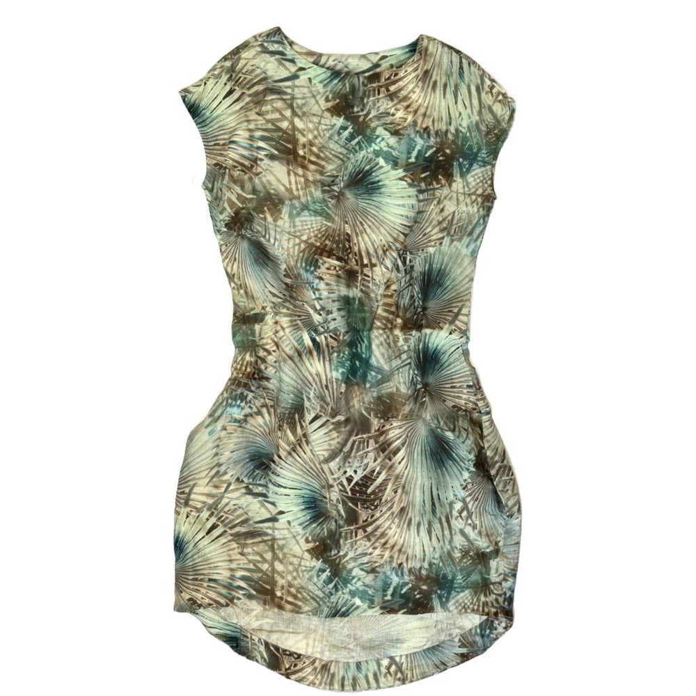 Bryn Walker Palma‎ Print 100% Linen TShirt Dress Sz XS OVERSIZED Tunic Italy